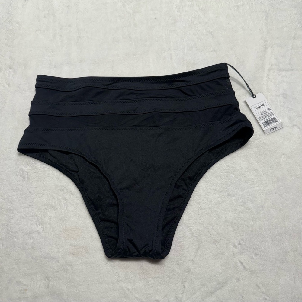 NWT Shade & Shore High-Waisted Bikini Bottom Black Women’s Large